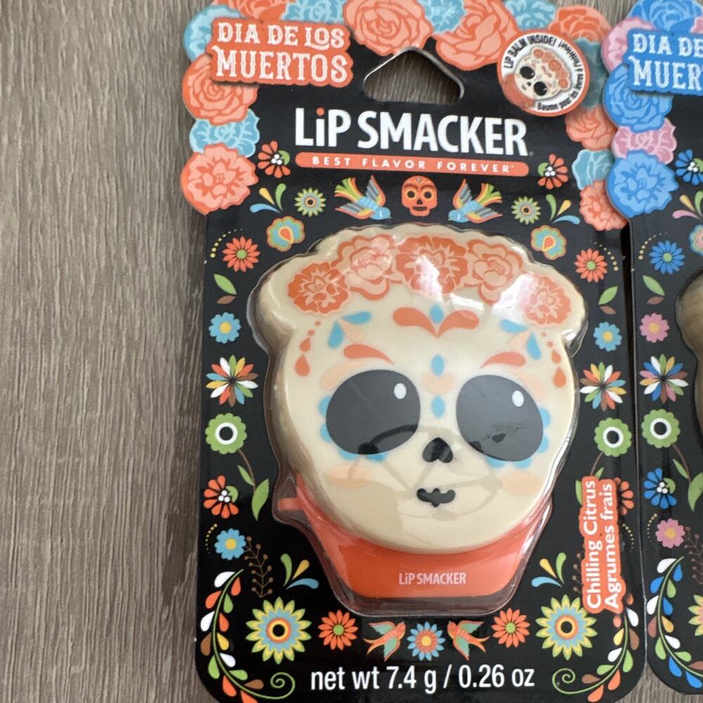 Lip Smacker Dia de los Muertos Lip Balm Set 0.26 oz Chilling Citrus & Blueberry - Picture 2 of 3